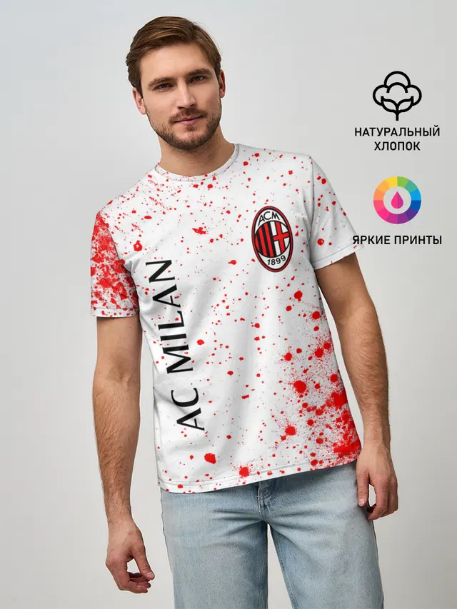 Мужская базовая футболка с принтом «Милан — AC MILAN»