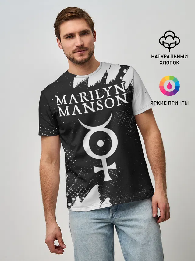 Мужская базовая футболка с принтом «Mercury symbol — М. МЭНСОН»