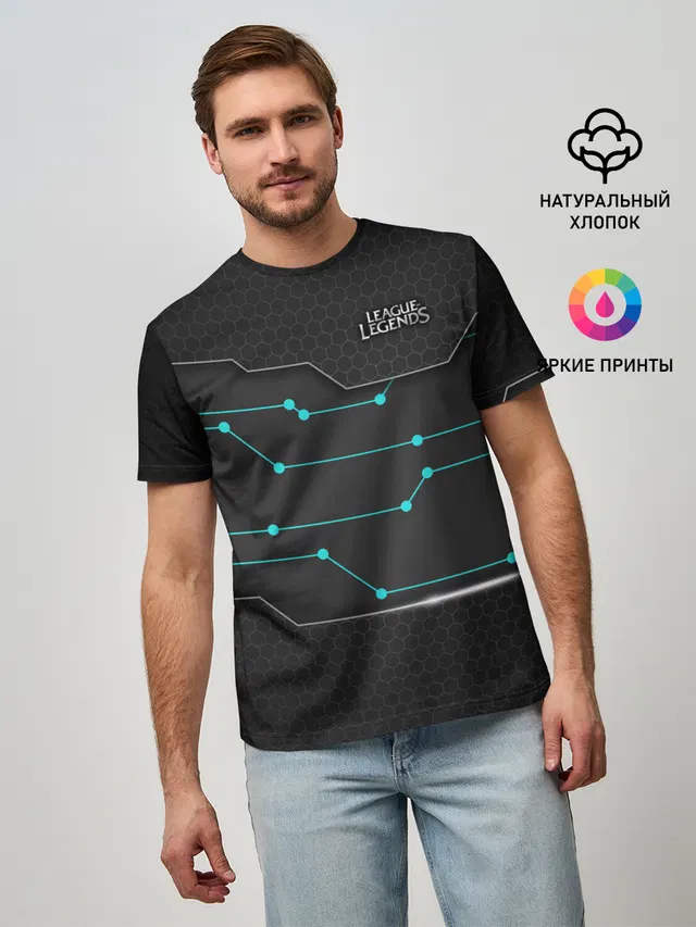 Мужская базовая футболка с принтом «hexagonal pattern»