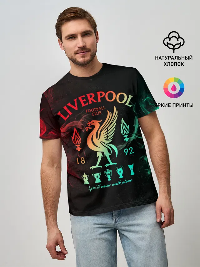 Мужская базовая футболка с принтом «Football — LIVERPOOL FC»