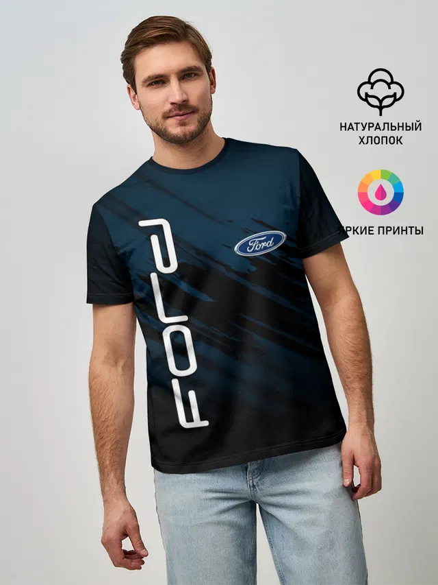 Мужская базовая футболка с принтом «Ford»