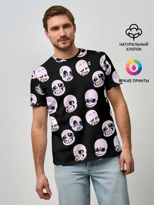 Мужская базовая футболка с принтом «skull»