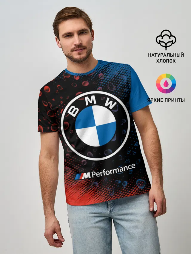 Мужская базовая футболка с принтом «BMW»