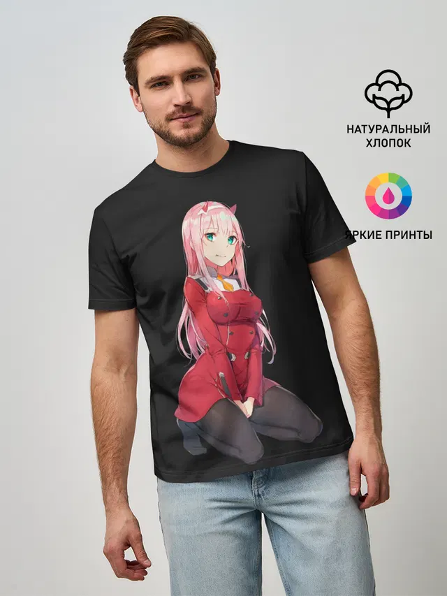 Мужская базовая футболка с принтом «Прекрасная Zero Two»