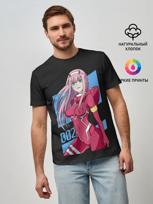 Мужская базовая футболка с принтом «Zero Two in costume»