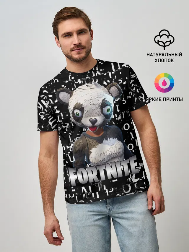 Мужская базовая футболка с принтом «Фортнайт — Panda»