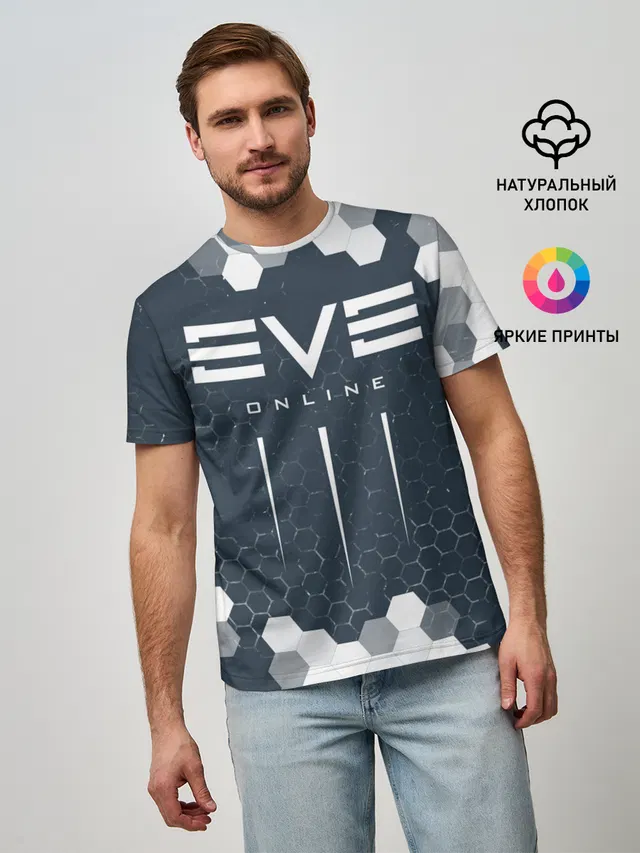 Мужская базовая футболка с принтом «EVE online — ИВ ОНЛАЙН»