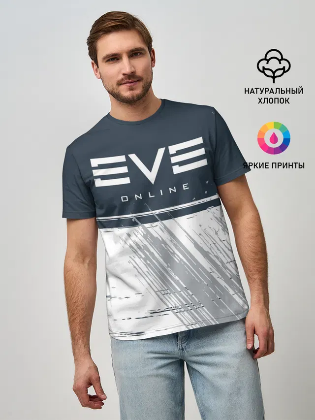 Мужская базовая футболка с принтом «EVE online — ИВ ОНЛАЙН»
