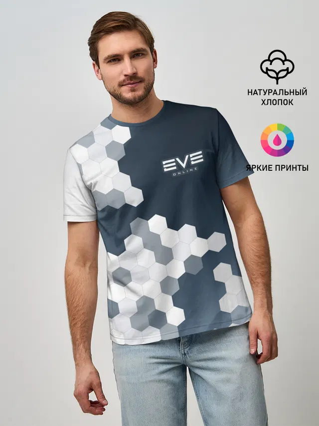 Мужская базовая футболка с принтом «EVE online — ИВ ОНЛАЙН»