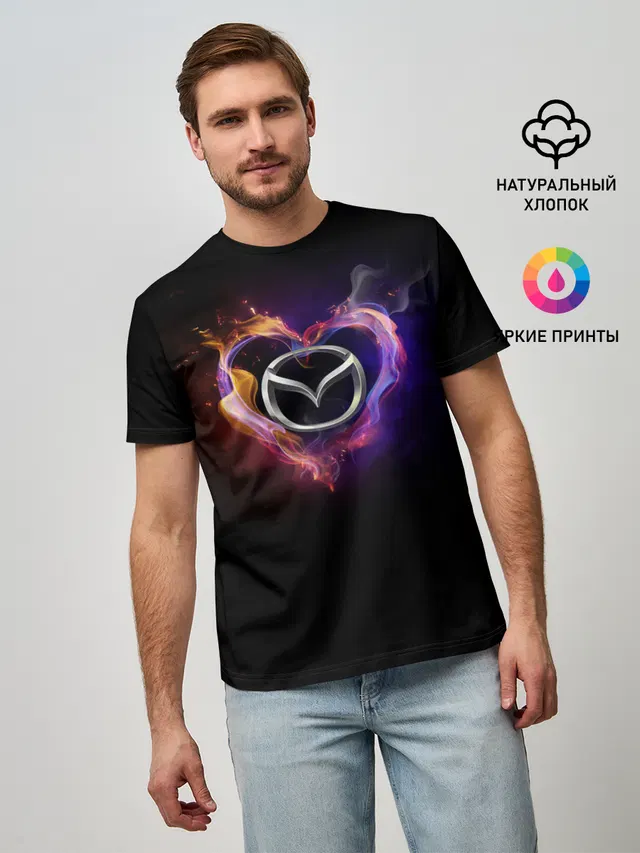 Мужская базовая футболка с принтом «Heart»