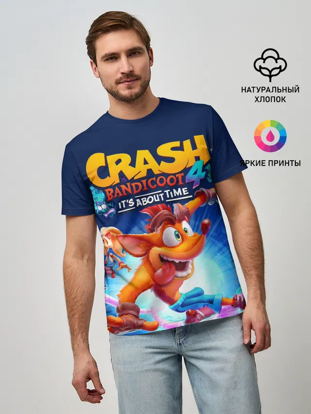 Мужская базовая футболка с принтом «Игры — Crash Bandicoot»