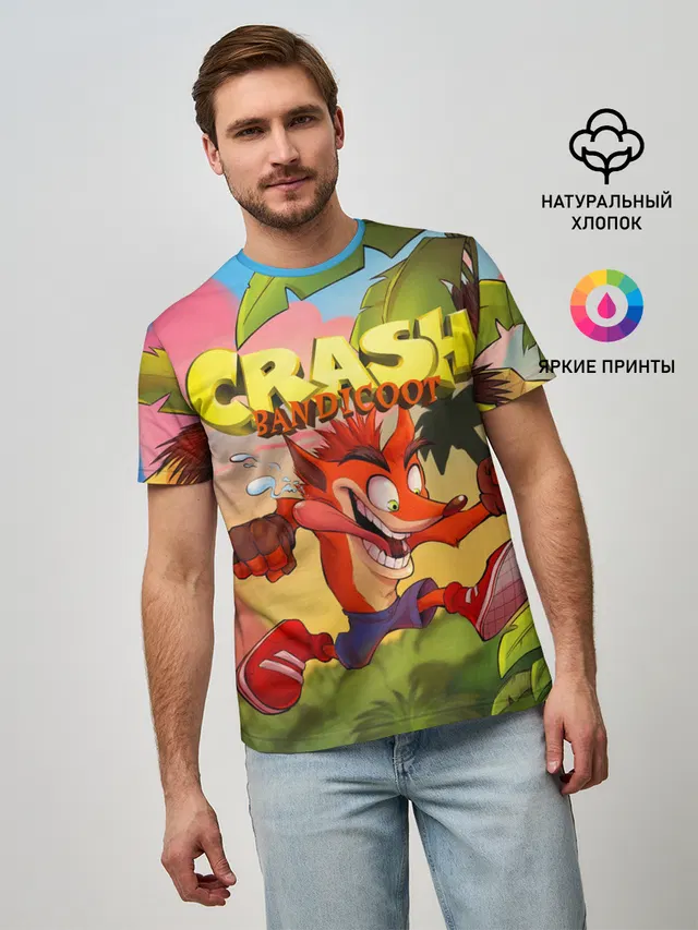 Мужская базовая футболка с принтом «Crash Bandicoot»