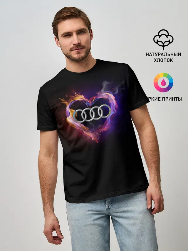 Мужская базовая футболка с принтом «Audi»