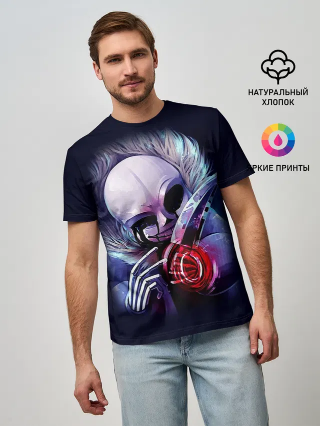 Мужская базовая футболка с принтом «Skeleton — UNDERTALE SANS»