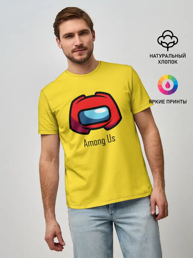 Мужская базовая футболка с принтом «Амонг Ас — Among Us|LoGo»
