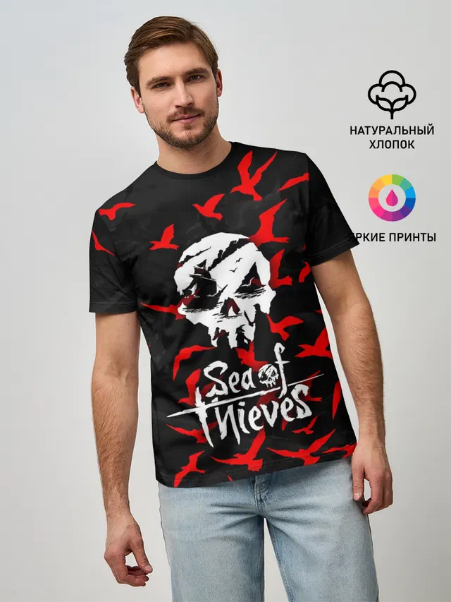 Мужская базовая футболка с принтом «Sea of Thieves»