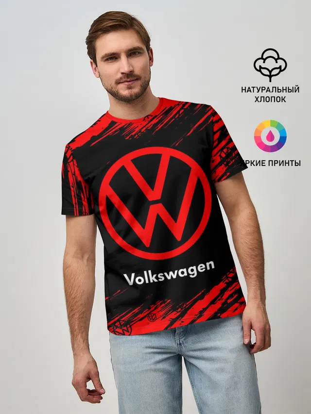 Мужская базовая футболка с принтом «Volkswagen — Фольксваген»
