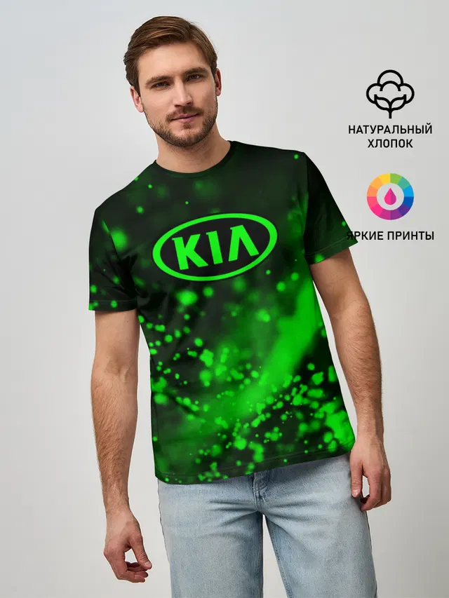 Мужская базовая футболка с принтом «Neon»