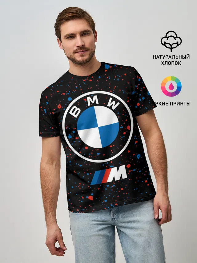 Мужская базовая футболка с принтом «BMW»