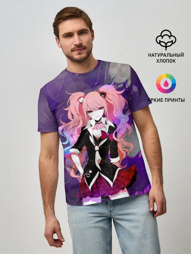 Мужская базовая футболка с принтом «Junko Enoshima — Джунко Эношима»