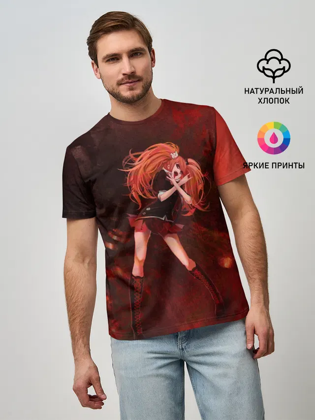 Мужская базовая футболка с принтом «Danganronpa — Джунко Эношима»