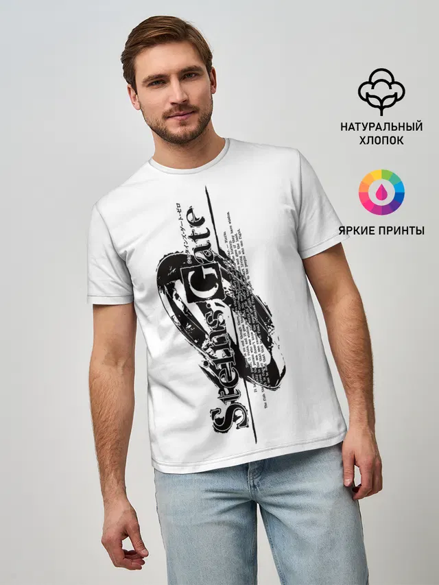 Мужская базовая футболка с принтом «Разные игры — Врата Штейна — Steins Gate»