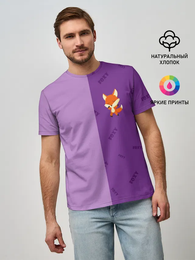 Мужская базовая футболка с принтом «Лисы — ЛИСИЧКА — FOXY»