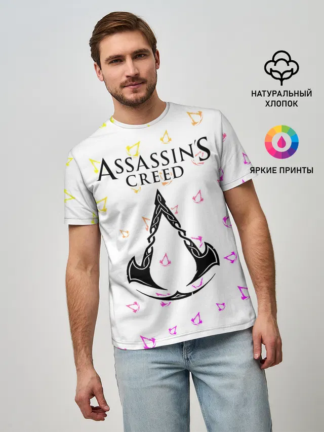 Мужская базовая футболка с принтом «ASSASSINS CREED — ASSASSIN’S CREED VALHALLA»