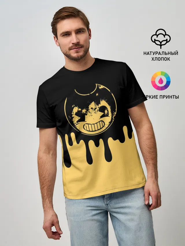 Мужская базовая футболка с принтом «Ink Drip»