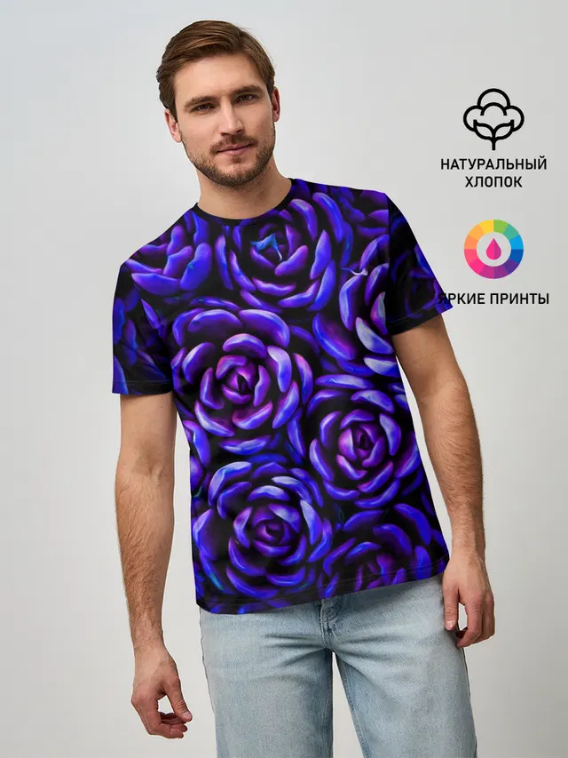 Мужская базовая футболка с принтом «Lovely Roses»