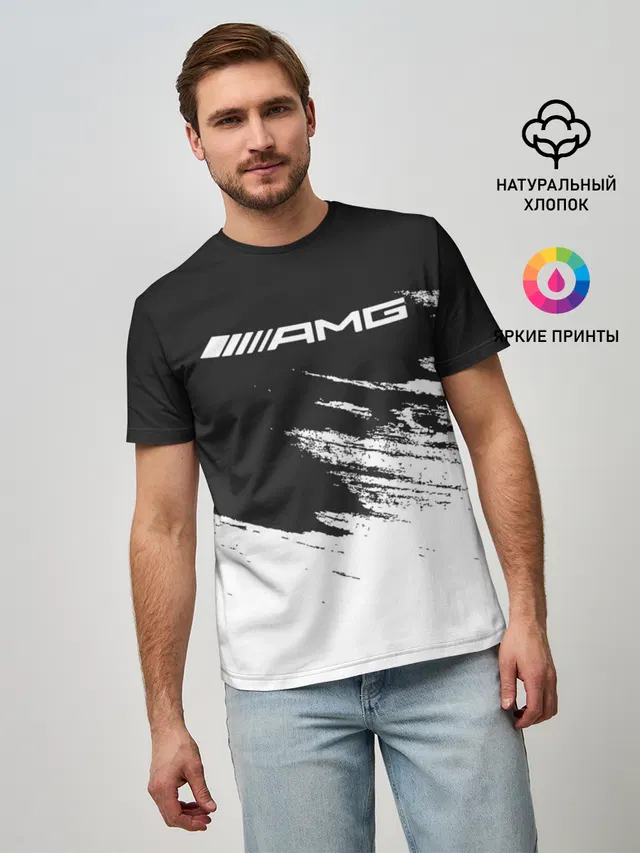 Мужская базовая футболка с принтом «Merсedes — AMG MERCEDES.»