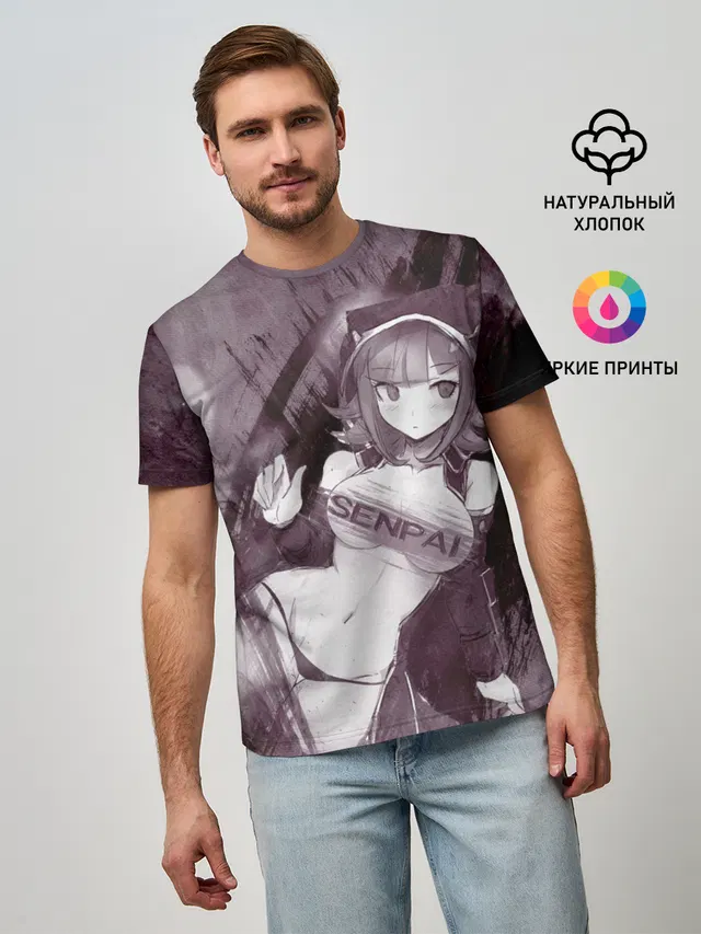 Мужская базовая футболка с принтом «Danganronpa акварель»