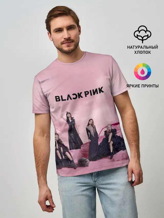 Мужская базовая футболка с принтом «BlackPink — BLACKPINK x PUBG»
