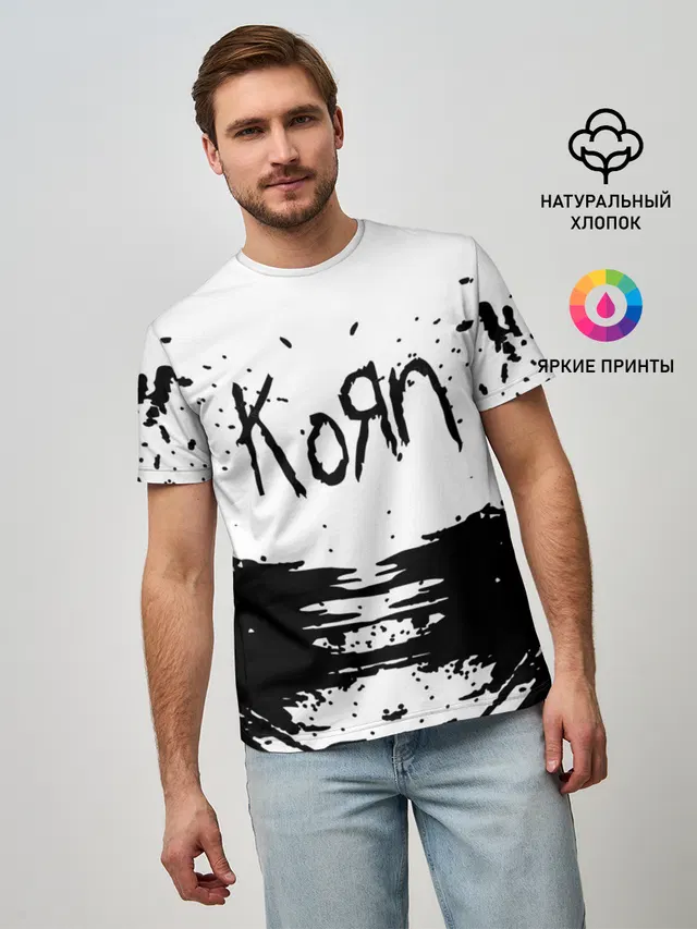 Мужская базовая футболка с принтом «KoЯn — korn»