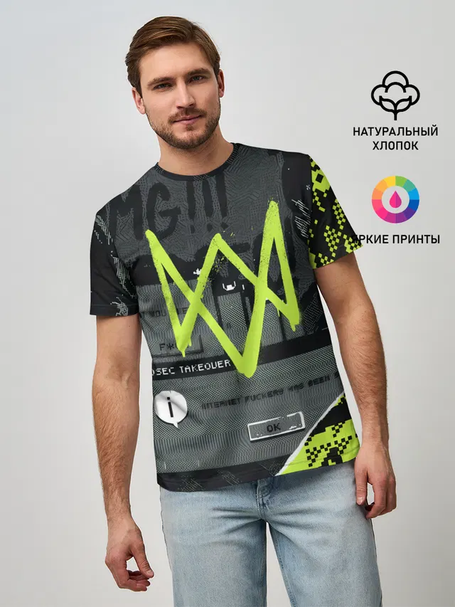 Мужская базовая футболка с принтом «WD Legion — WATCH DOGS: LEGION.»