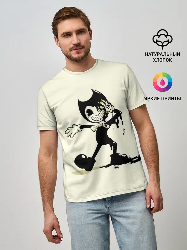 Мужская базовая футболка с принтом «Bendy the Imp»