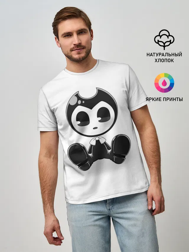 Мужская базовая футболка с принтом «Bendy and the ink machine»