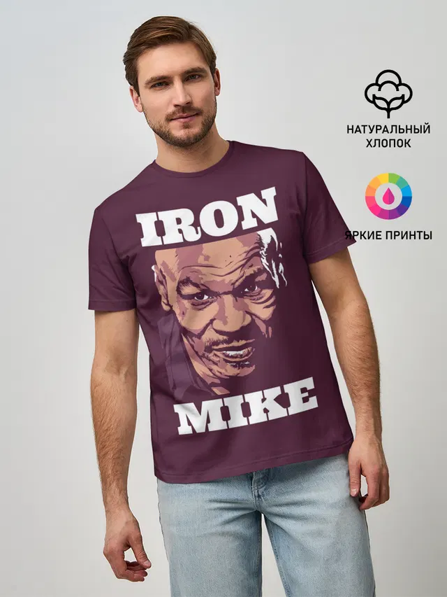 Мужская базовая футболка с принтом «Бокс — Mike Tyson»
