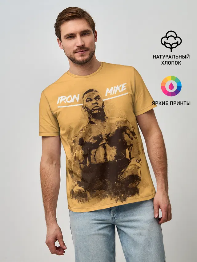 Мужская базовая футболка с принтом «Майк Тайсон — Iron Mike»