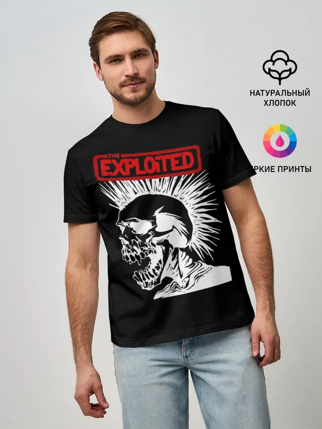 Мужская базовая футболка с принтом «Разный рок — The Exploited»