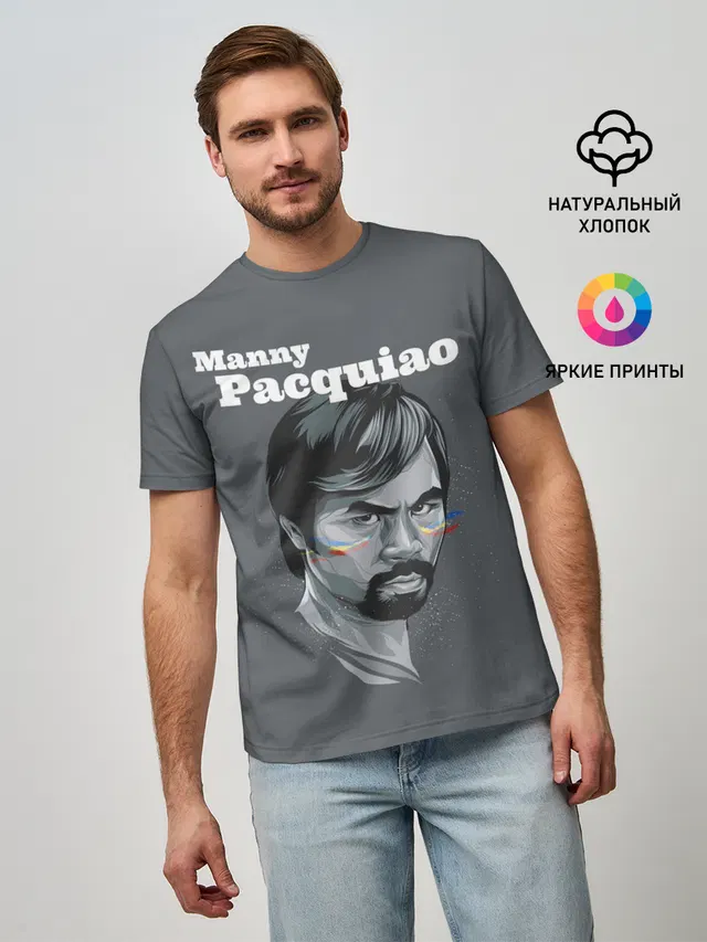 Мужская базовая футболка с принтом «Бокс — Manny Pacquiao»