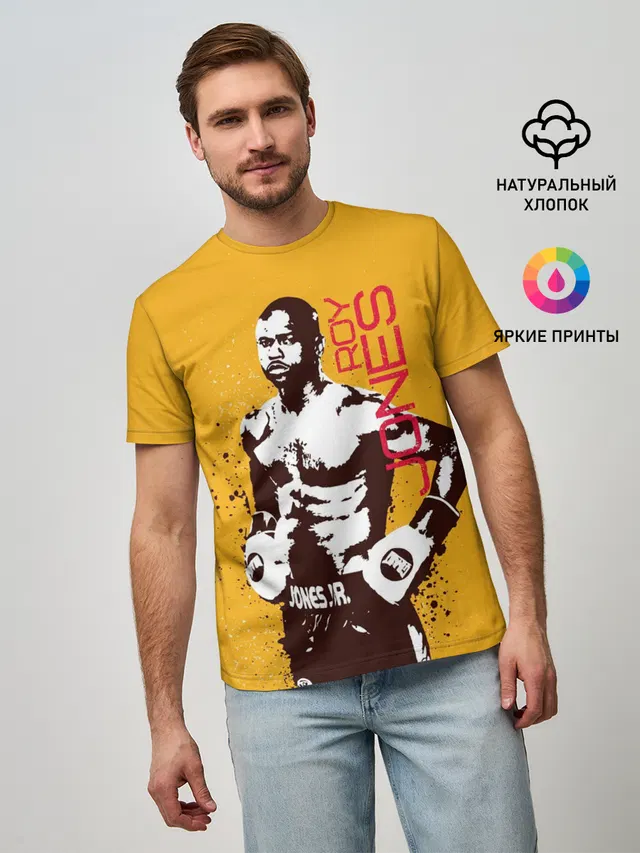 Мужская базовая футболка с принтом «Бокс — Roy Jones»