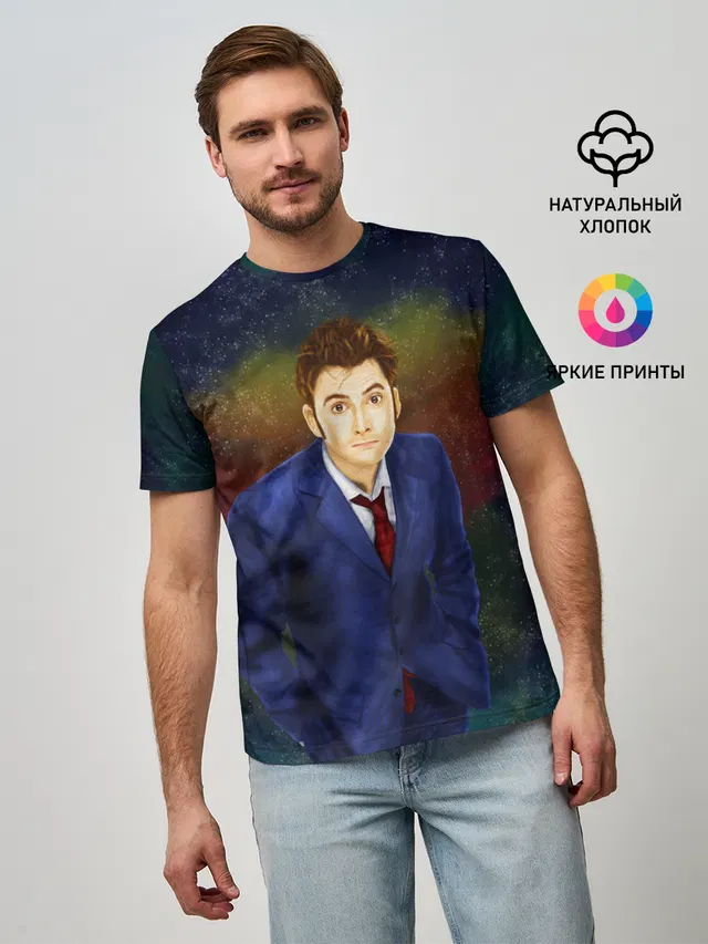 Мужская базовая футболка с принтом «Tenth Doctor»