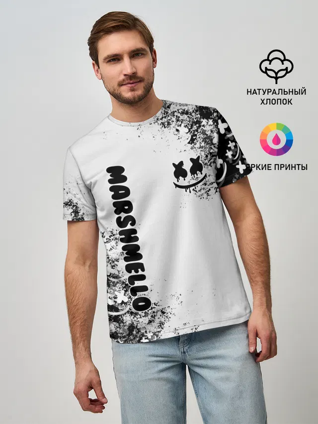 Мужская базовая футболка с принтом «Grunge»