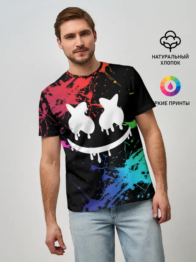 Мужская базовая футболка с принтом «Paint splatter»