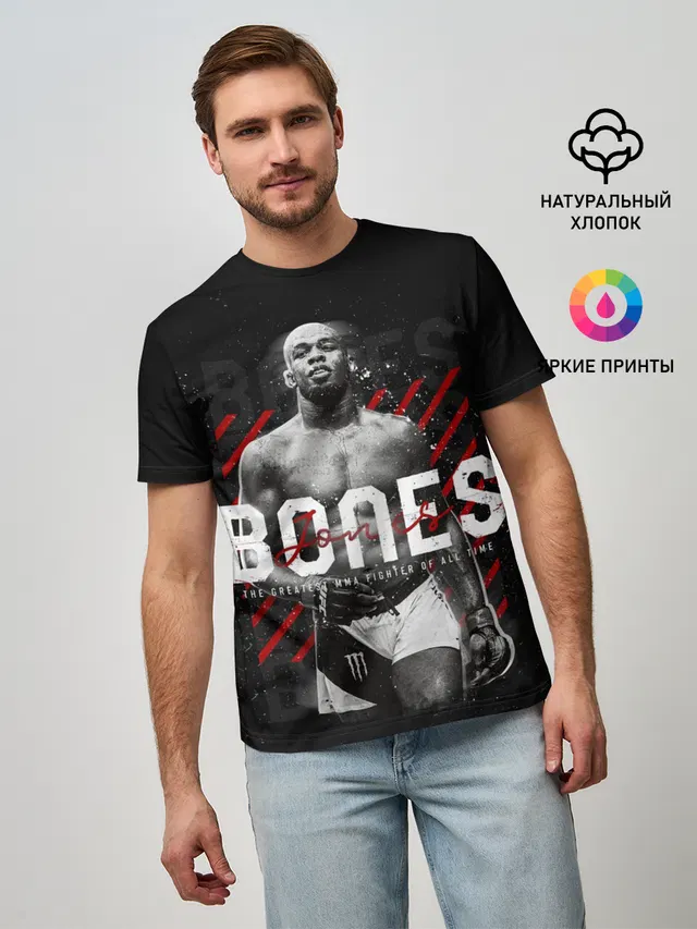 Мужская базовая футболка с принтом «MMA — Bones Jones»