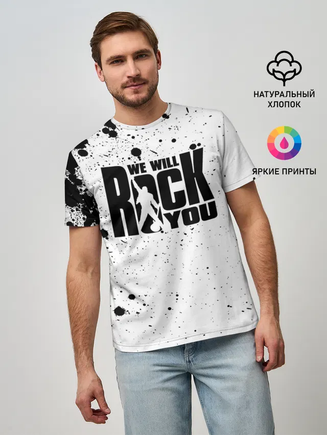 Мужская базовая футболка с принтом «Queen — Queen - We Will Rock You»
