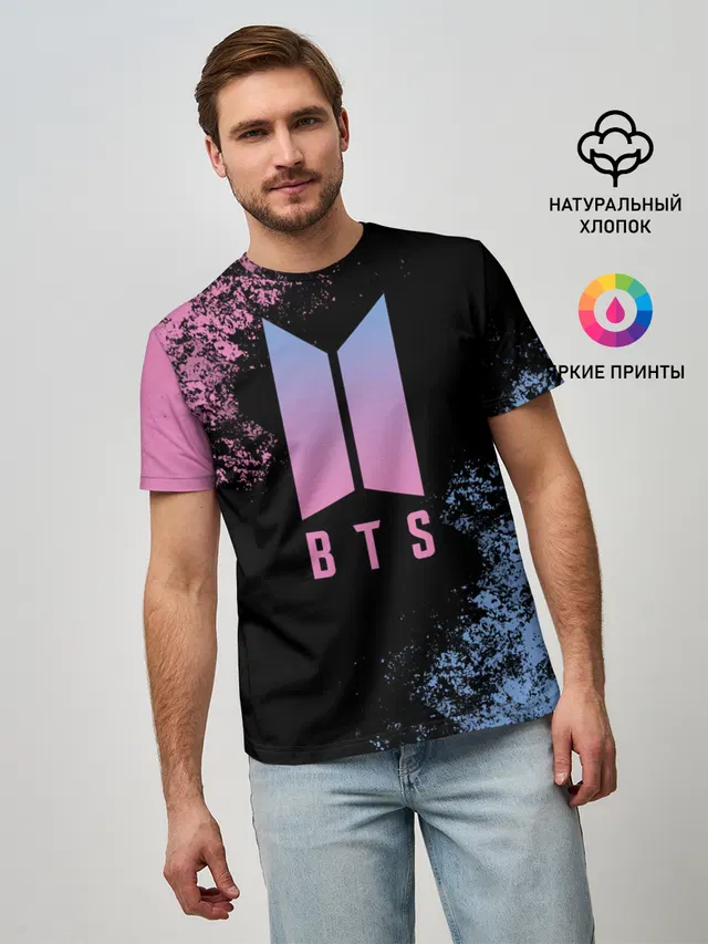 Мужская базовая футболка с принтом «BTS — BTS SUGA»