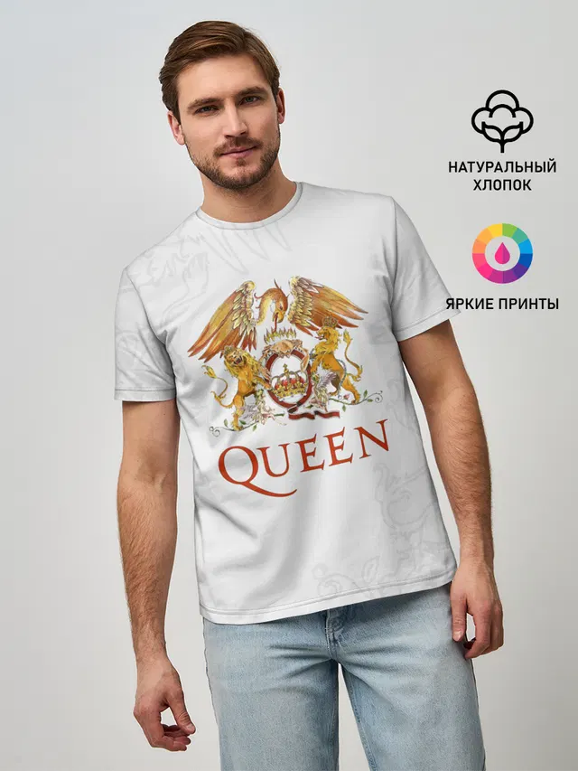 Мужская базовая футболка с принтом «Queen logo»