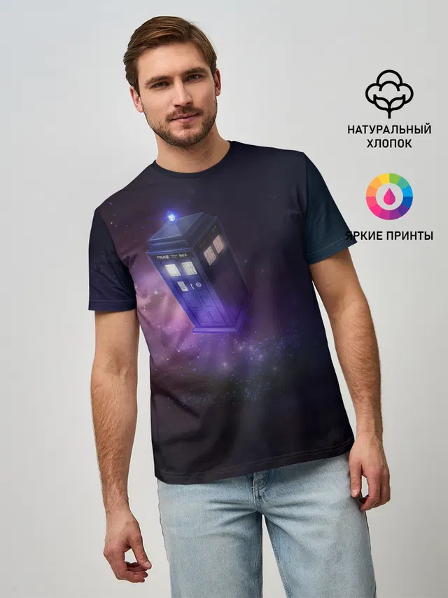 Мужская базовая футболка с принтом «Tardis»